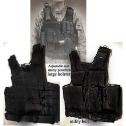 Tactical Airsoft Vest w/ Pistol Holster