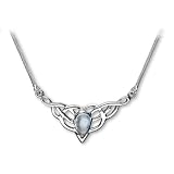 Celtic Moonstone Necklace on Sterling Silver Snake Chain