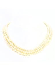 Sterling Silver White Imitation Round Pearl Strand 19"