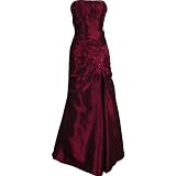 StraplessTaffetaLongGownWithSideGatheredSkirt,EmbroideredFlowers,CrystalAccents