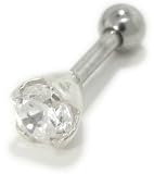 925 Sterling Silver Round Cut Cubic Zirconia Cartilage Earring Stud 18G