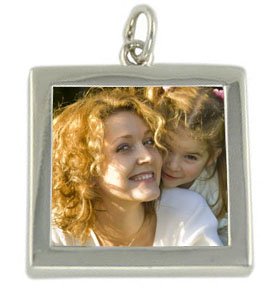 Large Silver Plated Square Double Sided 1 Inch Pendant - 24mm