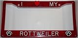 Paw Prints Red Glitter I Love My Rottweiler Frame