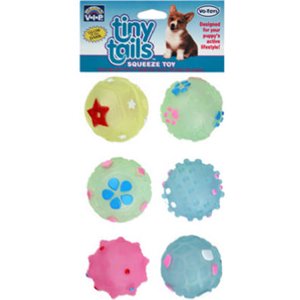 Vo-Toys Vinyl Glow In The Dark Puppy Balls 6 Pack Dog Toy