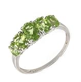 Genuine Gemstone 5-Stone 2.4cttw Peridot 10K White Gold Ring Size 8.5
