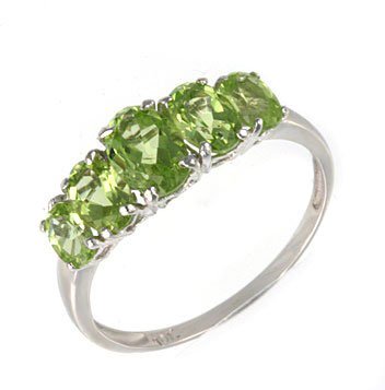 Genuine Gemstone 5-Stone 2.4cttw Peridot 10K White Gold Ring Size 8.5