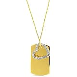 14K Yellow Gold Carat Diamond Tag and Heart Pendant