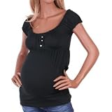 Black Rhinestones Maternity Short Sleeve Shirt