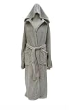 Unisex Dressing Gown Microfibre Hooded Fleece Bath Robe Soft Cosy Warm XL Beige