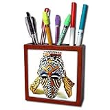 African Art - African Mask - Tile Pen Holders-5 inch tile pen holder