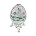 Platinum Multi-Colored Crystal Enamel Footed Faberge-Style Egg Keepsake Ring Box
