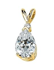 Jewelplus Created Moissanite Pear Pendant 14K Yellow 2 Cttw