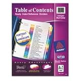 Avery Ready Index Contemporary Table of Contents Dividers, 26-Tab, A-Z, Letter Size, Assorted, 1 Set per Pack