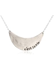 Alisa Michelle Plain Chain Hand Stamped "Cest la vie" Crescent Necklace, 18"