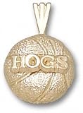 Arkansas Razorbacks Solid 10K Gold ''HOGS'' Basketball Pendant
