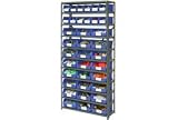 11 Shelf Open Steel Shelving With 36 Akro Bins 36X12X75