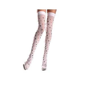 Be Wicked Women's Nylon Playing Card Pattern Thigh High, Multi, One Size