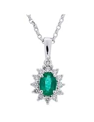 Emerald and Diamond Necklace in 18kt White Gold