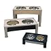 Our Pets Signature Series 14 Inch Elevated Healthy Pet Feeding Bowls Black/SS Panels HF14BS