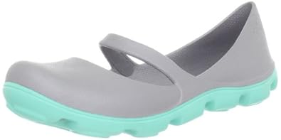 Crocs Women's Duet Sport Mary Jane Flat, Silver/Island Green, 4 M US : Amazon.com