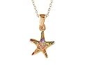 Small Rose Gold Over Sterling Silver Sealife Starfish Pendant with Created Pink Opal Inlay