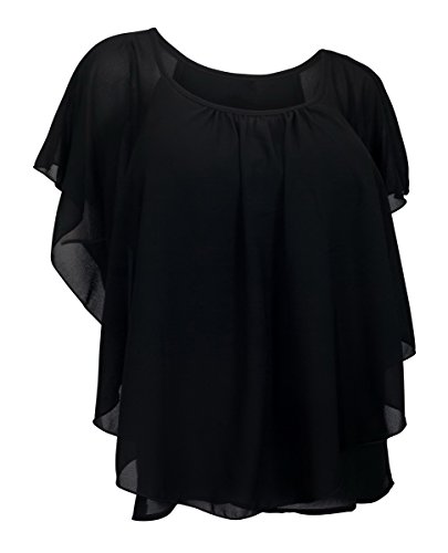 eVogues Plus size Layered Chiffon Top Black