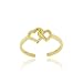 18K Gold over Sterling Silver Double Heart Toe Ring
