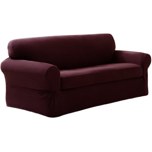 Maytex Pixel Stretch 2-Piece Slipcover Sofa, Wine