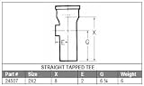 MWI 2SVTT Service Weight Fitting, Straight Tapped Tee, 2 x 2 Diameter (24507)
