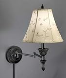 Swing Arm Plug in Lamp, Auburn finish, Cream shade