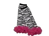 Black & White Zebra Print with Hot Pink Chiffon Ruffles Leg Warmers, Girls, Infant, Toddler