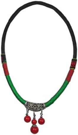 Handmade Nubian Colored Woven Necklace,' Coral Drops'