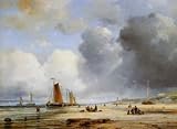 12X16 inch Pleysier Ary Beach view with boats Sun Canvas Art Repro