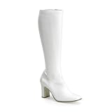PLEASER GOGO Womens Shoes Stretch Knee High Boots Patent White Sexy Dancer Exotic 70s Hot
