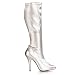 SEDUCE 5 Inch Plain Stretch Knee Boot, Side Zip Silver Stretch Pleaser