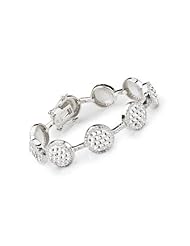 Cubic Zirconia Round Hammered Rhodium Plated (.925) Sterling Silver Bracelet