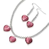 Ster. Silver Pink Murano Glass Heart Earrings Necklace Set JewelryWeb Reviews 31nxIo37qXL. SL160 Ster. Silver Pink Murano Glass Heart Earrings Necklace Set JewelryWeb Reviews