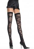 Opaque and Sheer Thigh High With Woven Criss Cross