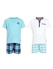 2 Pack Autograph Pure Cotton Check & Striped Short Pyjamas