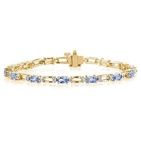 14k Yellow Gold Diamond and Tanzanite Bracelet by Szul