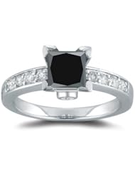 1.20 Cts AA Black & White Diamond Ring in 18K White Gold