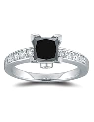 1.20 Cts AA Black & White Diamond Ring in 18K White Gold
