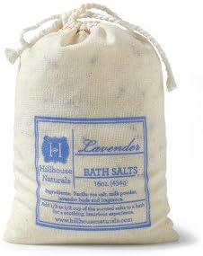 Lavender Bath Salts Cotton Drawstring Bag, 16 oz by Hillhouse Naturals