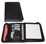 Masters 2924 black leather zipped folder with 4 ring binder mechanism, EACH