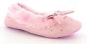 Kisses "Orlena" Girls Ballerina Style Fashion Slippers With Fur Trim & Bow - Light Pink/Pink