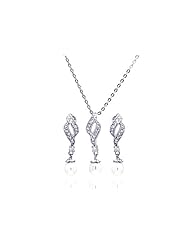 Nickel Free Sterling Silver Pendant & Earring Sets Hanging Pearl CZ Set