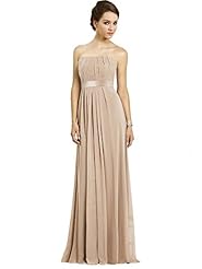 Strapless Lace Crinkled Ruched Chiffon Bridesmaid Dress/Party Dress/Wedding Dress 