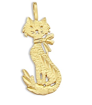 Cat Pendant 14k Yellow Gold Feline Charm