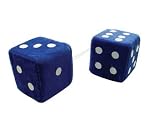 3 Fuzzy Dice Blue with White Dots