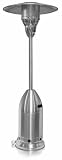 Garden Sun Patio Heater with Wheels and Bullet Style Base, Stainless Steel